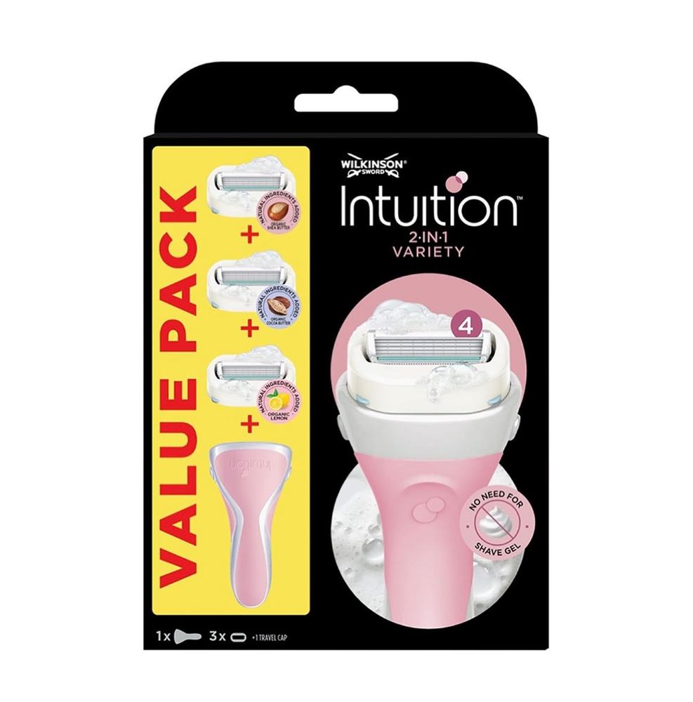 WILKINSON SWORD INTUITION VARIETY DAMEN RASIERER + 3 ERSATZKLINGEN