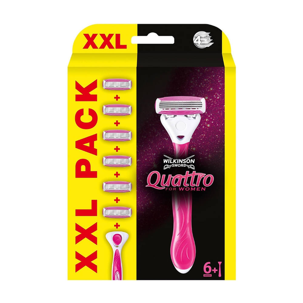 WILKINSON SWORD QUATTRO FOR WOMEN RASIERER + 6 ERSATZKLINGEN
